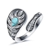 Sterling Silver Turquoise Vintage Adjustable Sunflower Dragonfly Butterfly Feather Tree of Life Spoon Ring