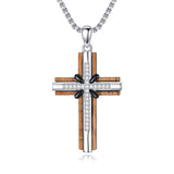 Sterling Silver Wooden Cross Pendant Necklace