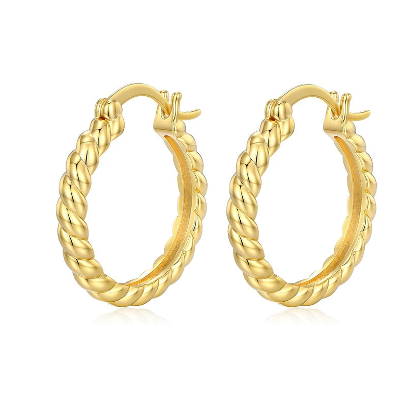 14K Gold Plated Cubic Zircon Hoop Earrings for Women