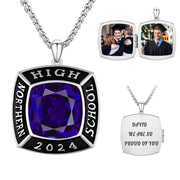 Sterling Silver Personalized Class Photo Necklace College Graduation Necklace