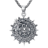 Sterling Silver Mictlantecuhtli Quetzalcoatl Tezcatlipoca Skull Pendant Necklace Aztec Jewelry