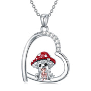 Animal Necklace 925 Sterling Silver Mushroom Pendant Necklace Animal Jewelry Birthday Gifts for Women Girls Mom
