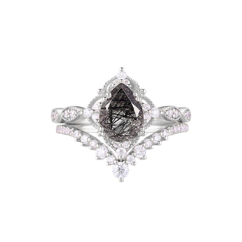 Sterling Silver 10K 14K 18K Gold Pear Shaped Gemstone Engagement Ring