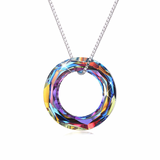 925 Sterling Silver Circle Necklace with Austrian Crystal, Jewelry for Women Teen Girls