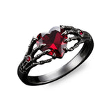 Sterling Silver 10K 14K 18K Gold 2-5CT Heart  Birthstone  Gothic Skeleton Halloween Skull Bat Ring
