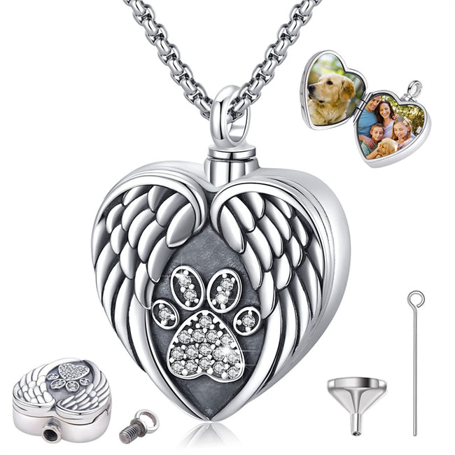 Pet Urn Necklace for Ashes Cremation Jewelry 925 Sterling Silver Memorial Necklace Urn  Keepsake Lockets Holder Pet Dog Ashes Necklace