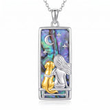 Sterling Silver Abalone Shell Tarot Card Pendant Necklace Gifts for Birthday Halloween Anniversary Valentine’s Day