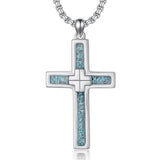 Sterling Silver Cross Christian Pendant Necklace for Men