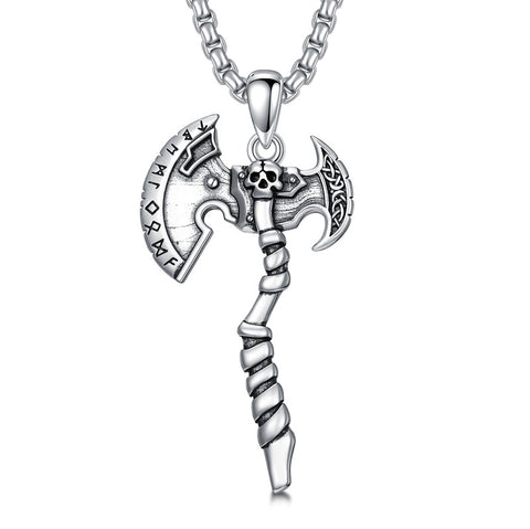 Sterling Silver Viking Axe Pendant Necklace for Men