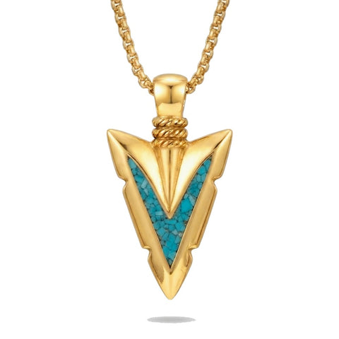 Malachite Turquoise Arrow Pendant Necklace for Men