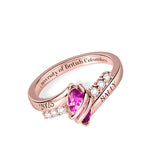 Copper Personalized Birthstone Engraved Class Ring for Women High School University Graduation Gift