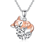 Sterling Silver 12 Month Birthstone Fox Pendant Necklace for Women