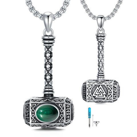 Sterling Silver Thors Hammer Urn Necklace for Ashes