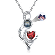 Sterling Silver 12 Months Birthstone Personalized Photo Projection  Pendant Necklace