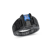 Sterling Silver PersonalizedBirthstone Engraved Pattern High School College Class Ring Gift for Graduates