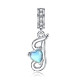 Sterling Silver Moonstone Initial Alphabet Charm Beads