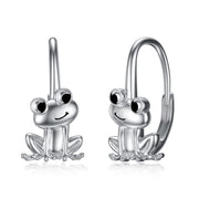 925 Sterling Silver Hypoallergenic Animal Stud Hoop Leverback Frog Earrings Jewelry Gifts for women Girls