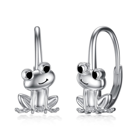 925 Sterling Silver Hypoallergenic Animal Stud Hoop Leverback Frog Earrings Jewelry Gifts for women Girls