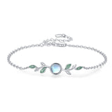 S925 Sterling Silver Moonstone Leaf BraceletOlive Leaf Jewelry for Women Girls Mother Mom Wife Moonstone Bracelet Jewelry Gift