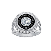 Sterling Silver Personalized Birthstone Engraved Graduation Class Ring for Women