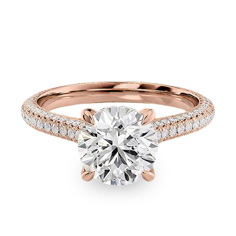 Sterling Silver 10K 14K 18K Gold Personalized Engraved 1-3 Carat Round Moissanite   Anniversary  Engagement Ring