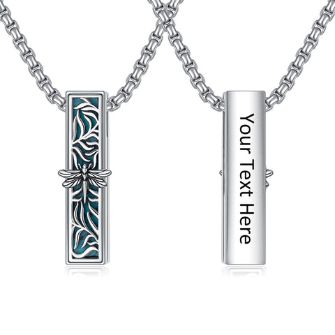 Sterling Silver  Bar Dragonfly  Butterfly Urn Necklaces for Ashes