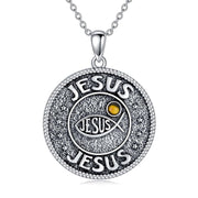 Sterling Silver Jesus Mustard Seed Protection Pendant Necklace
