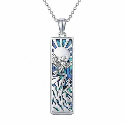Sterling Silver Abalone Shell Bar Cardinal Bee Butterfly Hummingbird Dragonfly Phoenix Pendant Necklace for Women
