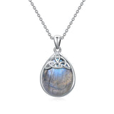Sterling Silver Moss Agate Labradorite Moonstone Opal Turquoise Celtic Knot  Pendant Necklace