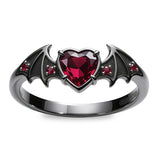 Sterling Silver 10K 14K 18K Gold 2-5CT Heart  Birthstone  Gothic Skeleton Halloween Skull Bat Ring
