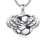 Sterling Silver Bear Claw Basketball Baseball Football Sports Pendant Necklace for Men