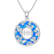 Angel Number Necklace for Women Lover Mother Sterling Silver 444 Necklace with Blue Opal Flower Pendant Jewelry Gifts