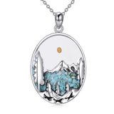 Sterling Silver Mountain Bear Pine Tree Sun Ocean Snowy Mountain Pendant Necklace