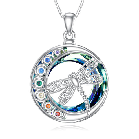Sterling Silver Crystal Triple Moon Goddess Hamsa Hand Lotus Tree of Life Flower of Life Chakra Pendant Necklace