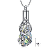 Silver TearDangle Crystal Phoenix Urn Necklace for Ashes