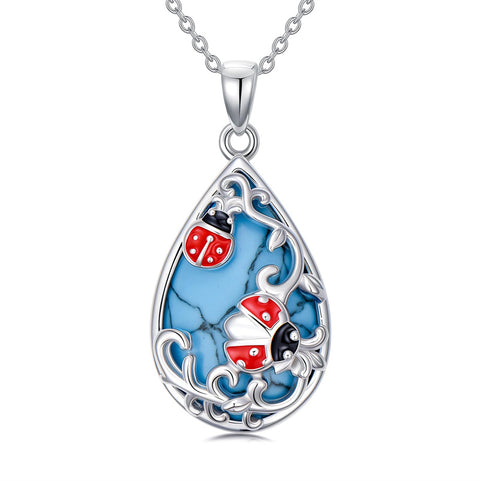 Sterling Silver Turquoise Butterfly Dragonfly Bee Hummingbird Ladybug Pendant Necklace