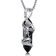 Saint Michael Necklace 925 Sterling Silver Pendant Crystal Catholic Religion Protection Jewelry Gifts for Women Men