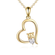 14k Yellow Gold Pig Pendant Necklace