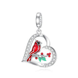 Sterling Silver Red Cardinal Bird Charm Beads