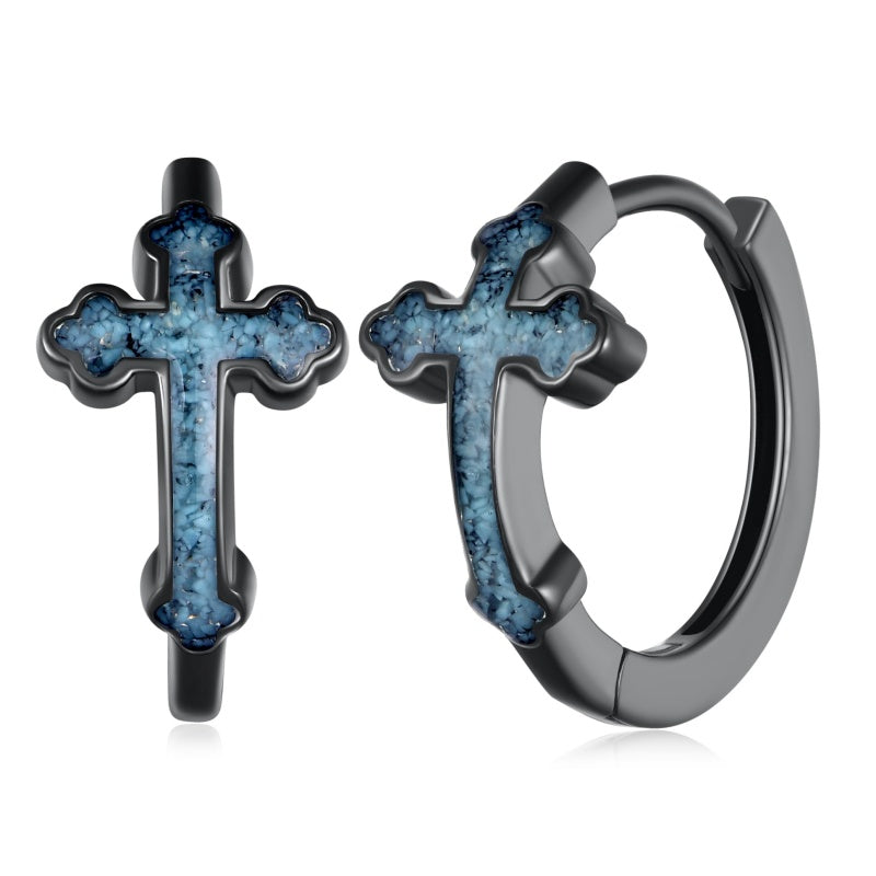 14K Gold Plated Cross Ankh Hoop Earrings
