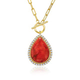 Sterling SilverTurquoise Red Coral Lapis Lazuli Malachite Paperclip Chain Necklace