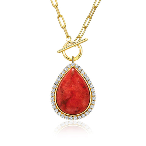 Sterling SilverTurquoise Red Coral Lapis Lazuli Malachite Paperclip Chain Necklace