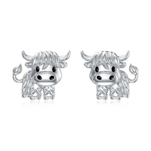 Highland Cow Dangle Earrings 925 Sterling Sliver Cow Drop Earrings Christmas gift for Women Girls