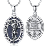 Sterling Silver Saint Christopher St Michael Saint Sebastian Amulet Pendant Necklace