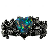 Sterling Silver 10K  14K  18K  Gold Personalized Engraved Black Opal Engagement Wedding Promise Ring for Her