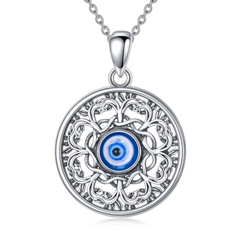 Sterling Silver  Evil Eye Protection Pendant Necklace