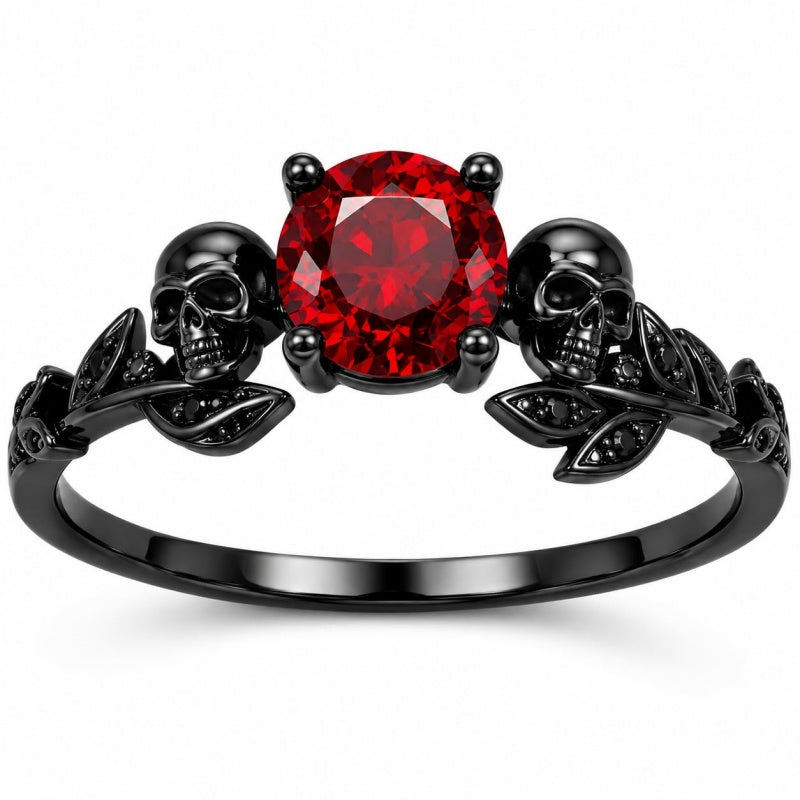 Sterling Silver 10K 14K 18K Gold Personalized Gothic Skull Ring Exquisite Spooky Jewelry for Halloween Lovers