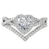 Sterling Silver 10K 14K 18K Gold 1CT-4CT Heart Round Teardrop Oval Moissanite Engagement Rings Set for Women