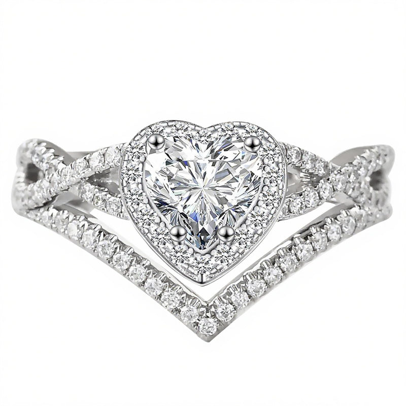Sterling Silver 10K 14K 18K Gold 1CT-4CT Heart Round Teardrop Oval Moissanite Engagement Rings Set for Women