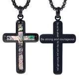14K Gold Plated Wooden Abalone Shell Cross Pendant Necklacefor Men